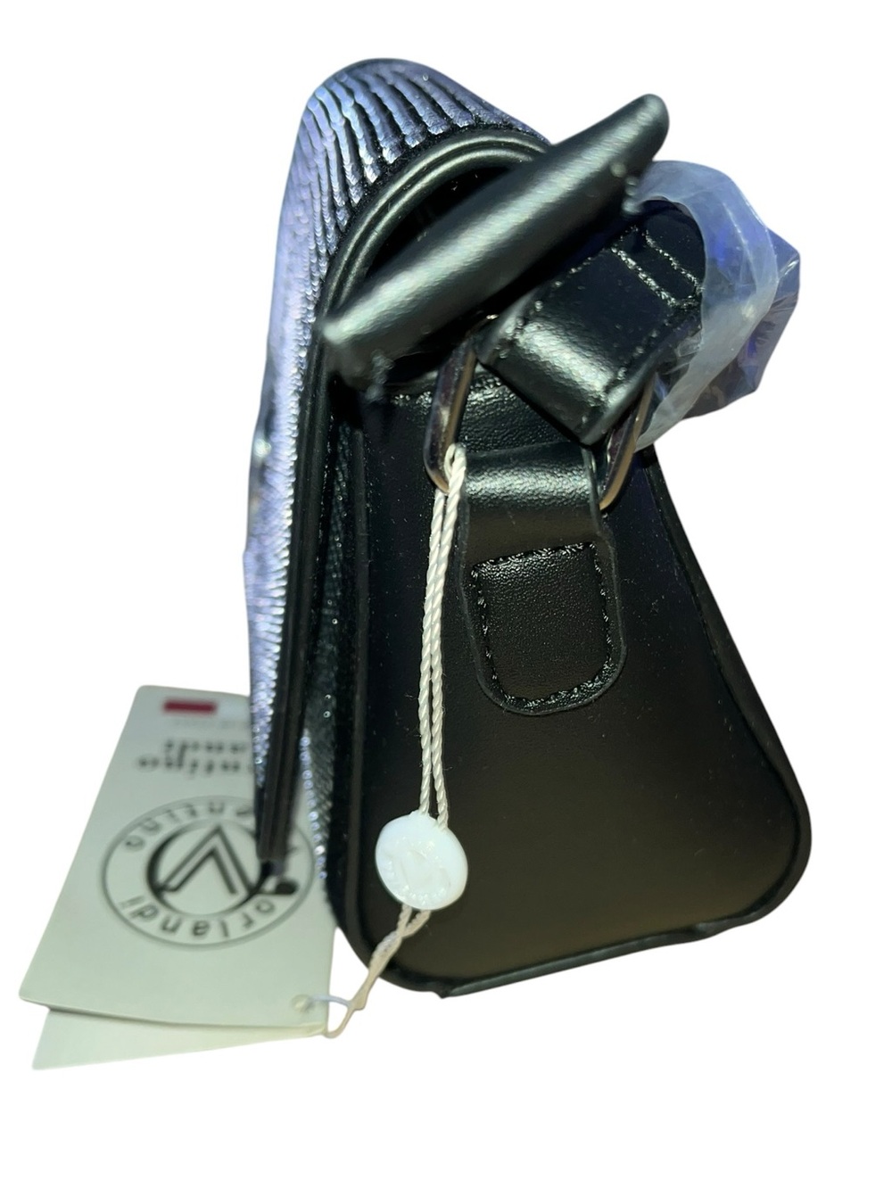 Valentino Orlandi Stud Elegant Black and Silver crossbody Bag - Picture 7 of 9